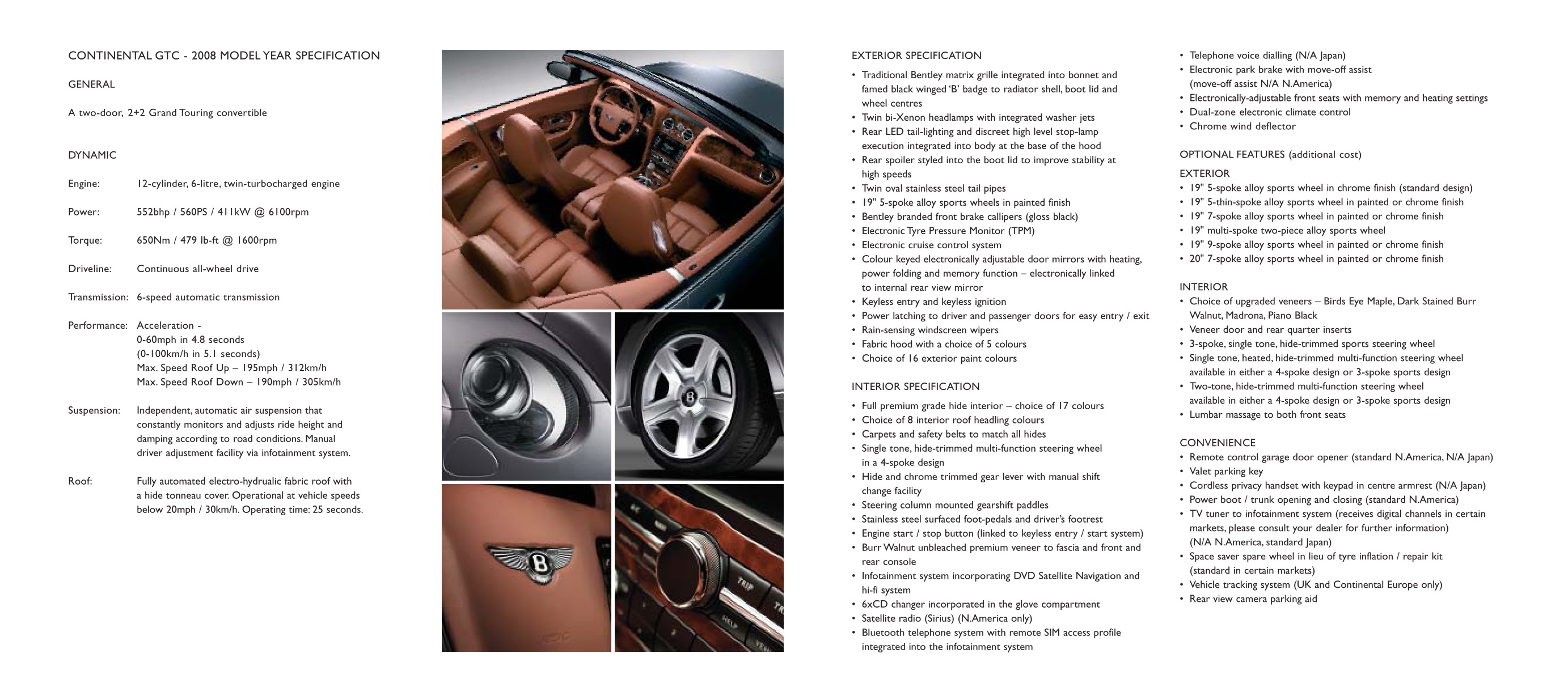 2008 Bentley Continental GTC Brochure Page 13